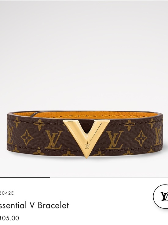 Louis Vuitton Accessories - Louis Vuitton Monogram Brown Bracelet with Gold V Clasp